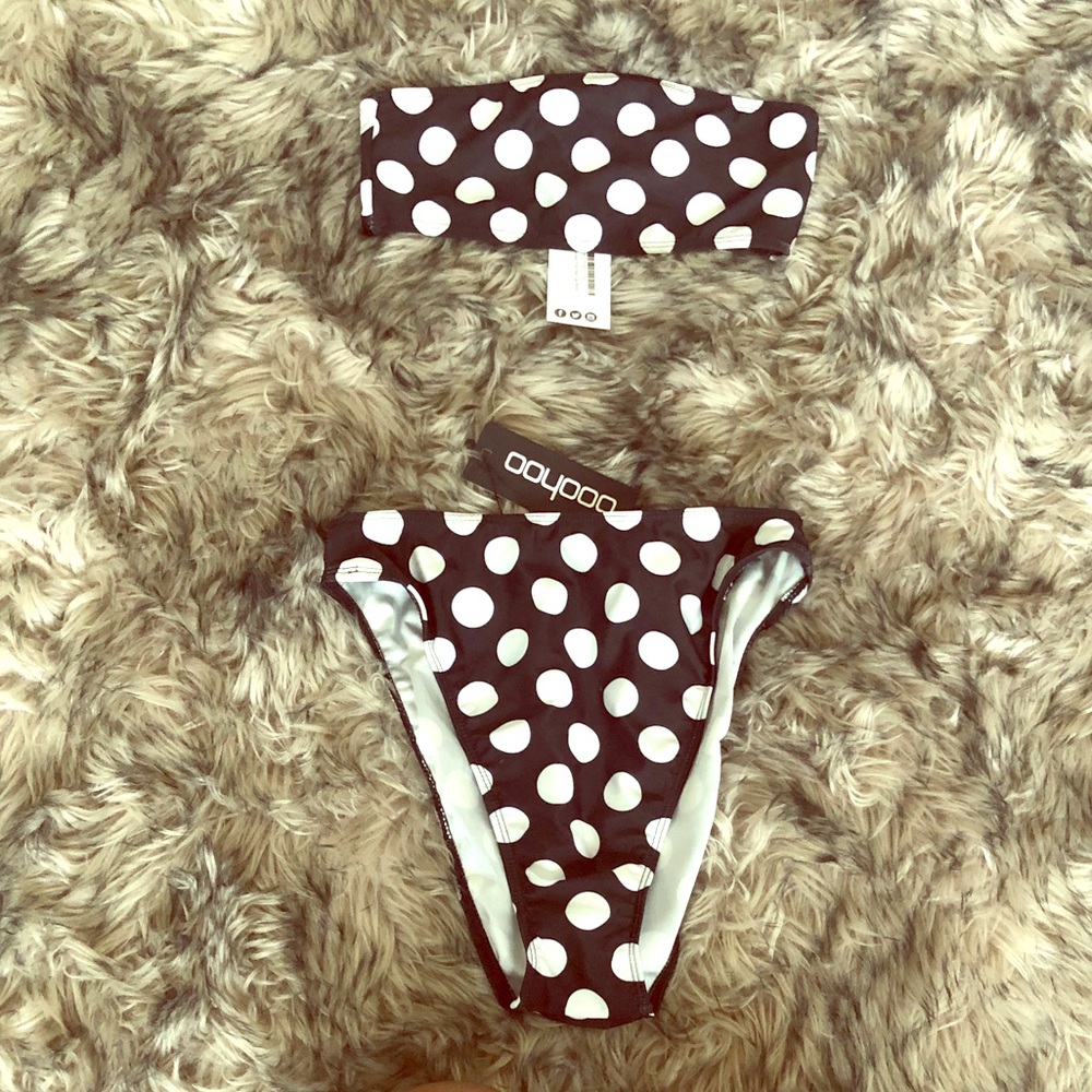 high waisted two piece polka dot bikini